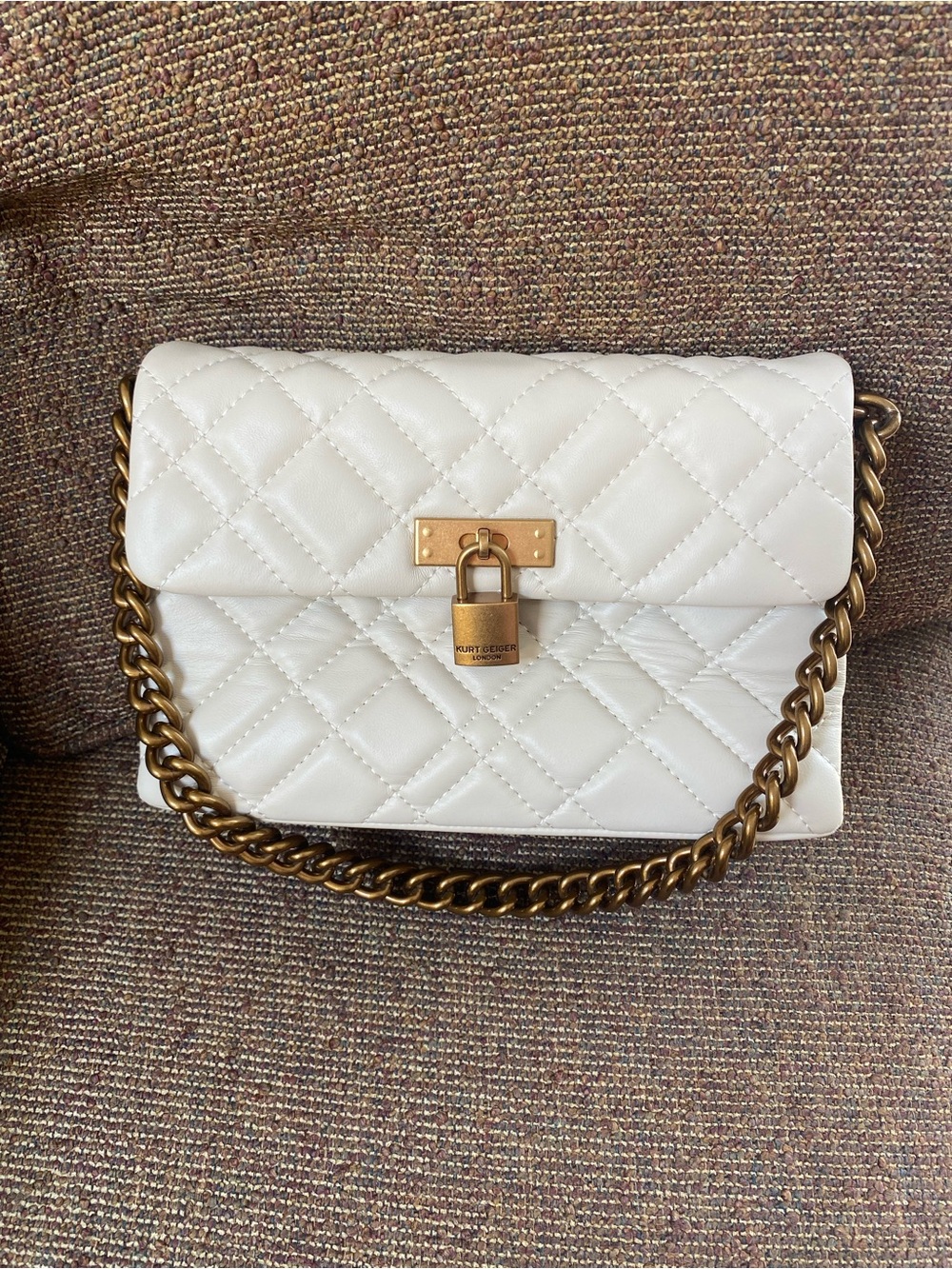 Kurt Geiger London mini Brixton quilted leather lock shoulder bag. Like new!